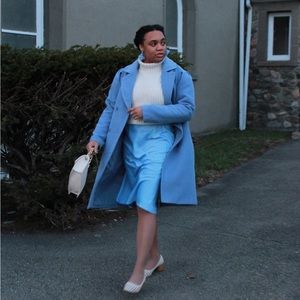 River Island bias cut midi skirt in blue